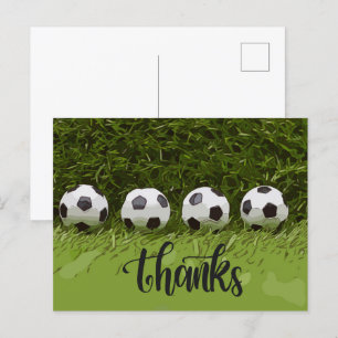 Fußball Danke mit dem Ball auf grünem Gras Postkar Postkarte