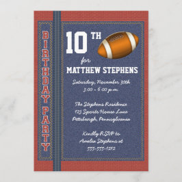 Fußball Denim Bricks Rustikales Sport Geburtstagsp Einladung