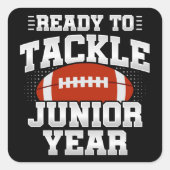 Fußball der 11. Klasse, bereit, wieder zur Schule  Quadratischer Aufkleber (Vorderseite)