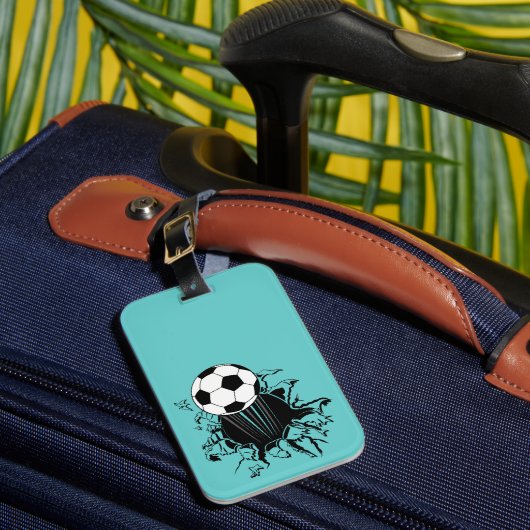 Fußball, der heraus sprengt gepäckanhänger (Vorderseite Insitu 1)