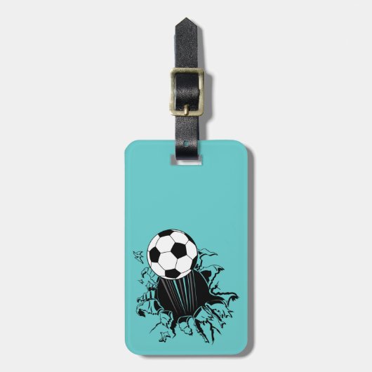 Fußball, der heraus sprengt gepäckanhänger (Vorderseite vertikal)