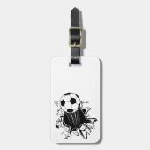 Fußball, der heraus sprengt gepäckanhänger (Vorderseite vertikal)