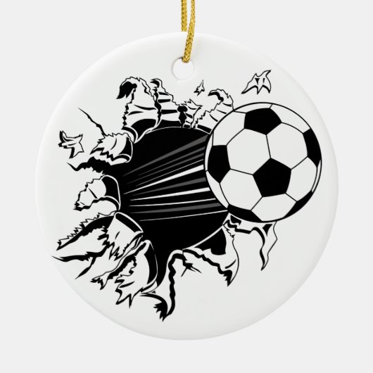 Fußball, der heraus sprengt keramik ornament (Vorne)