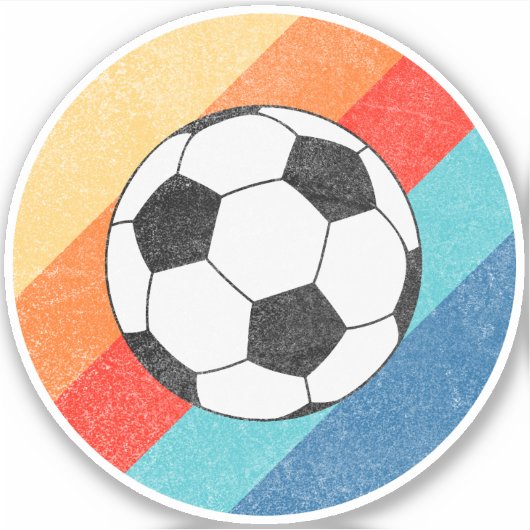 Fußball-Design auf farbenfrohen Retro-Hintergrund Aufkleber (Vorderseite)