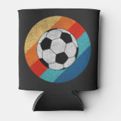 Fußball-Design auf farbenfrohen Retro-Hintergrund Dosenkühler (Vorderseite)