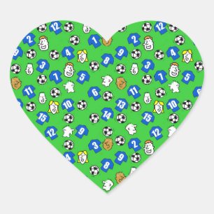 Fußball-Design mit blauen Shirts Herz-Aufkleber