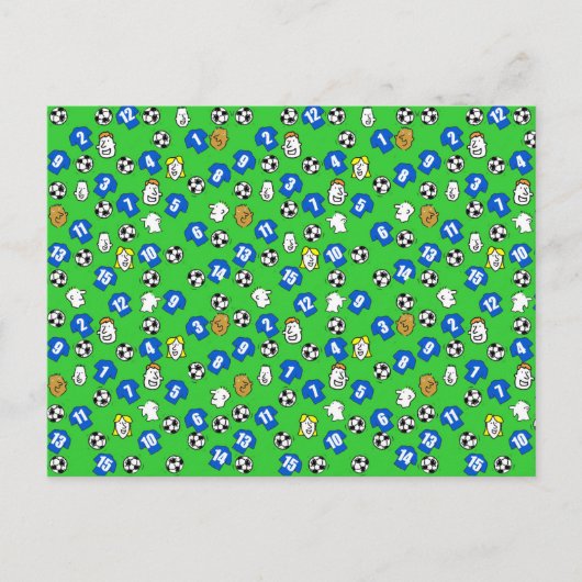Fußball-Design mit blauen Shirts Postkarte (Vorderseite)