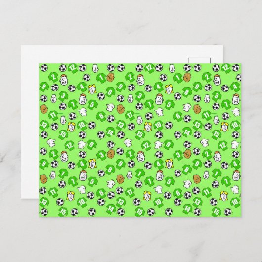 Fußball-Design mit grünen Shirts Postkarte (Vorne/Hinten)