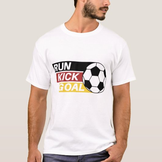 Fußball Design mit Lauf Kick Tor T-Shirt (Vorderseite)