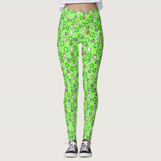 Fußball-Design mit Shirts in Grün Leggings (Vorderseite)