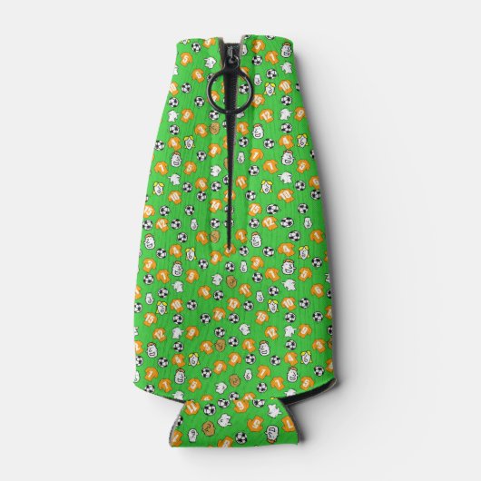 Fußball-Design mit Shirts in orangefarbenem Gold Flaschenkühler (Rückseite)