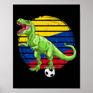 Fußball Dinosaurier Trex Kolumbien Flagge Jungen M Poster