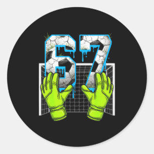 Fußball Drip 67 Six Seven Lustiges Gen Alpha Meme Runder Aufkleber