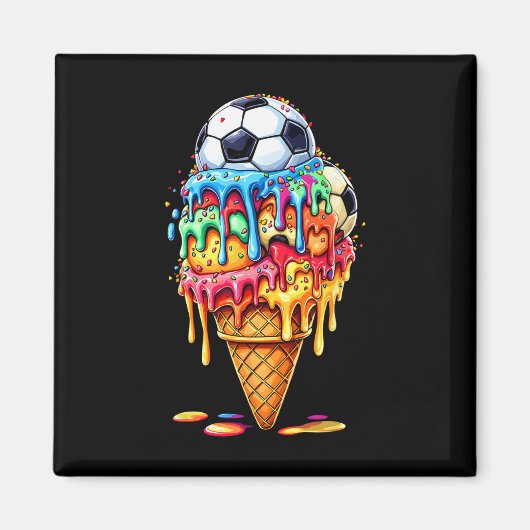 Fußball Drip Jungen Mädchen Eis Drip Mit Streuseln Magnet (Vorne)