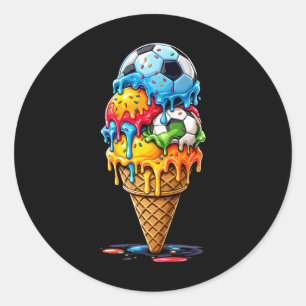 Fußball-Drip-Jungs Mädchen Eis-Drip mit Streuseln Runder Aufkleber
