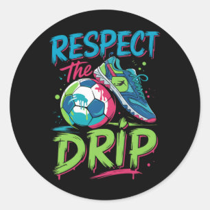 Fußball-Drip Schmelzendes Eis Respect The Drip Boy Runder Aufkleber