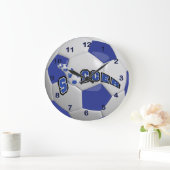 Fußball | Dunkelblau Große Wanduhr (Zuhause)