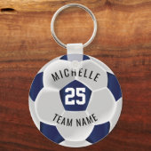Fußball - Dunkelblau und Weiß Schlüsselanhänger (Vorderseite)