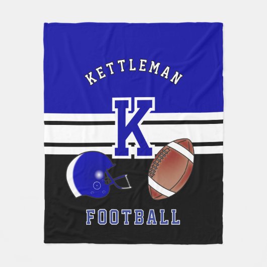 Fußball 🏈 Dunkler Blauer Sportbrief Fleecedecke (Vorderseite)