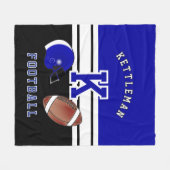 Fußball 🏈 Dunkler Blauer Sportbrief Fleecedecke (Vorderseite (Horizontal))