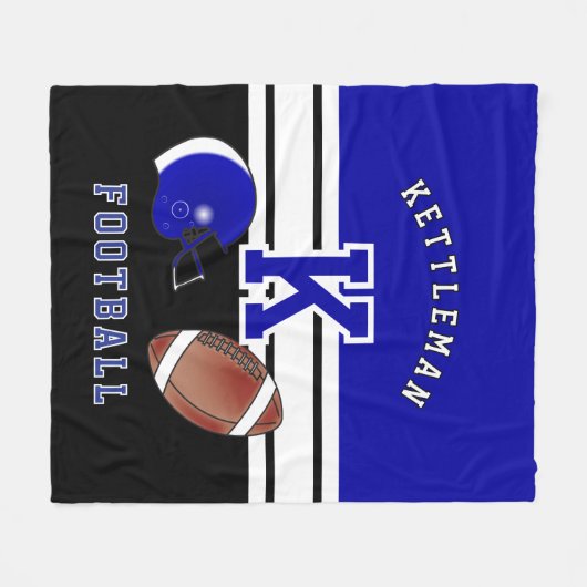 Fußball 🏈 Dunkler Blauer Sportbrief Fleecedecke (Vorderseite (Horizontal))