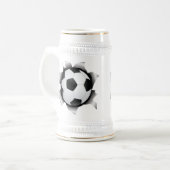 Fußball durch Metallblatt Bierglas (Vorderseite Links)