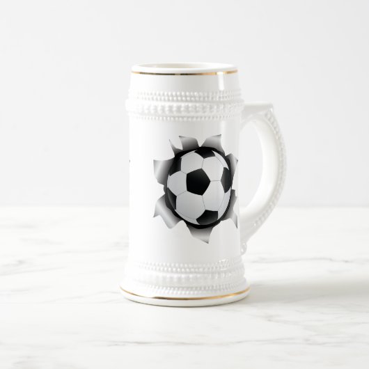 Fußball durch Metallblatt Bierglas (VorderseiteRechts)