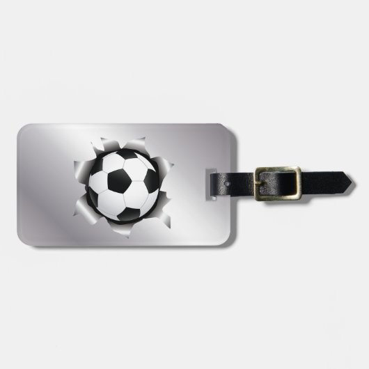 Fußball durch Metallblatt Gepäckanhänger (Vorderseite horizontal)