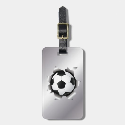 Fußball durch Metallblatt Gepäckanhänger (Vorderseite vertikal)