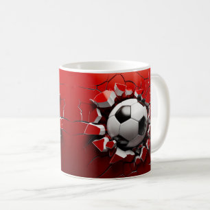 Fußball durchbrechen Wand - dynamische 3D-Tasse Kaffeetasse