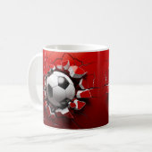 Fußball durchbrechen Wand - dynamische 3D-Tasse Kaffeetasse (Vorderseite Links)
