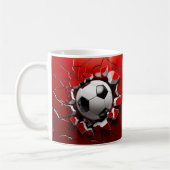 Fußball durchbrechen Wand - dynamische 3D-Tasse Kaffeetasse (Links)