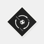 Fußball Eat Sleep Wiederholung Sportfan Sprichwort Serviette (Ecke)