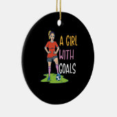 Fußball - ein Mädchen mit Zielen Keramik Ornament (Rechts)