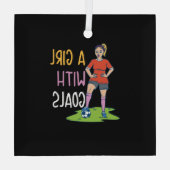 Fußball - ein Mädchen mit Zielen Ornament Aus Glas (Rückseite)