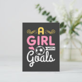 Fußball - ein Mädchen mit Zielen Postkarte (Stehend Vorderseite)