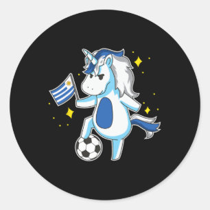 Fußball Einhorn Uruguay Trikot Design Uruguayisch Runder Aufkleber