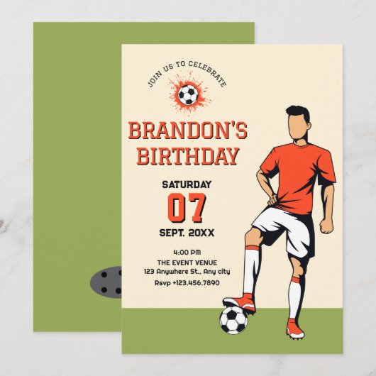 Fußball Einladung (Vorne/Hinten)