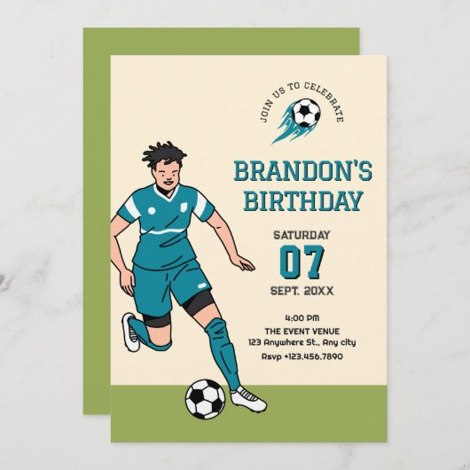 Fußball Einladung (Vorne/Hinten)