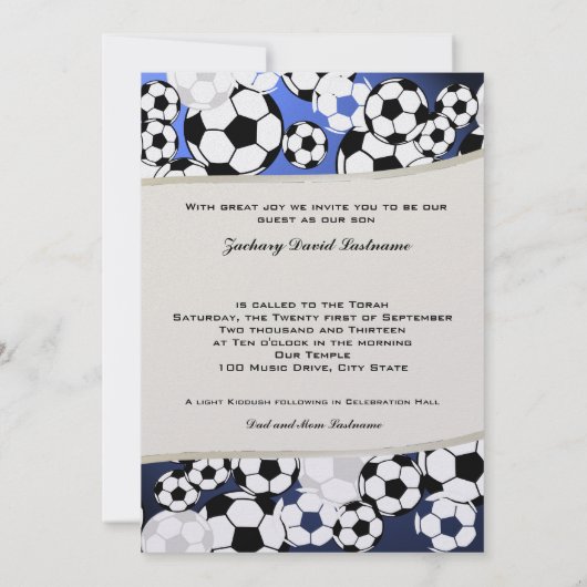 Fußball Einladung Bar Mitzvah (Rückseite)