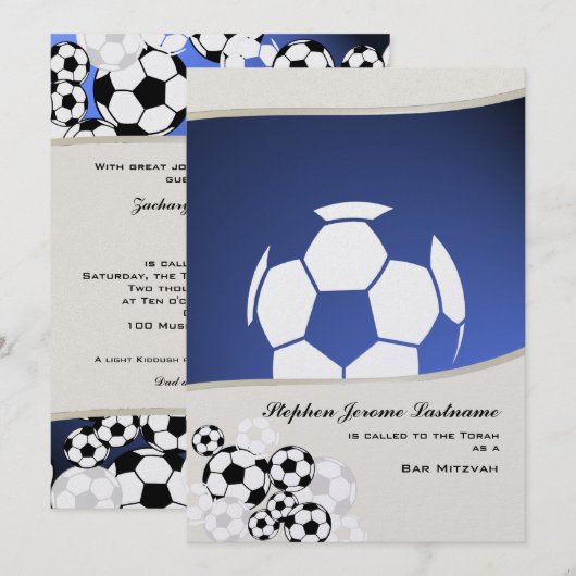 Fußball Einladung Bar Mitzvah (Vorne/Hinten)