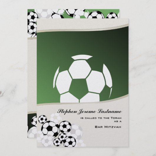 Fußball Einladung Bar Mitzvah (Vorne/Hinten)