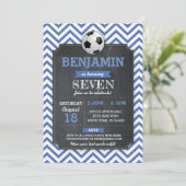Fußball Einladung Party Geburtstag Sport Blauer Fu (Stehend Vorderseite)