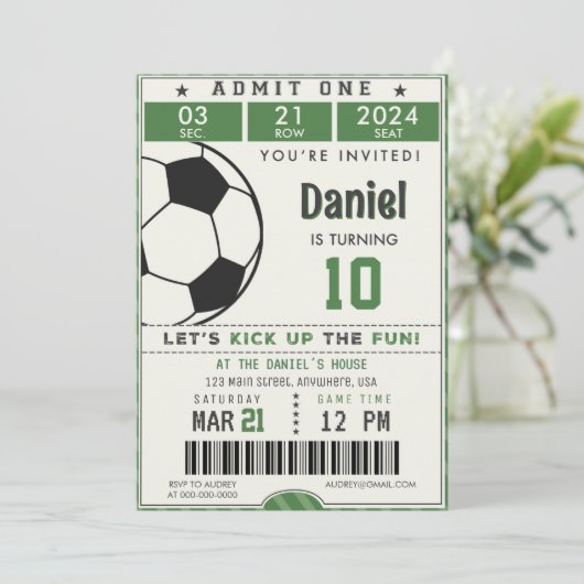 Fußball Einladung Sport Geburtstag (Stehend Vorderseite)