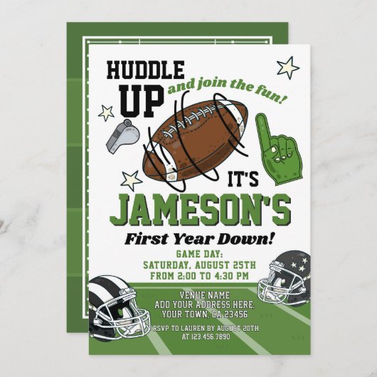 Fußball Einladung zum 1. Geburtstag (Vorne/Hinten)