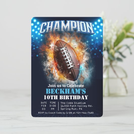 Fußball Einladung zum Geburtstag (Stehend Vorderseite)