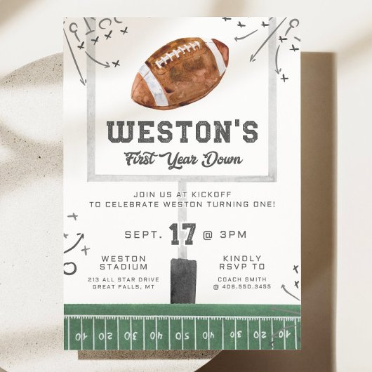 Fußball Einladung zum Geburtstag, erstes Jahr-für-