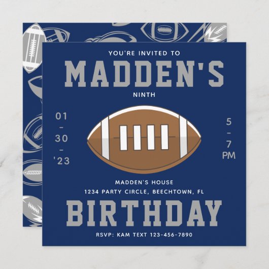 Fußball Einladung zum Geburtstag | Football-Party (Vorne/Hinten)