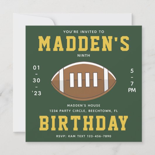 Fußball Einladung zum Geburtstag | Football-Party (Vorderseite)