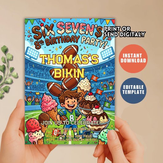 Fußball Eis Drip Six Seven Junge Geburtstag Einladung